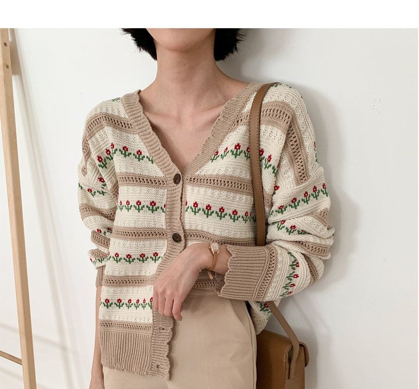floral knit cardigan
