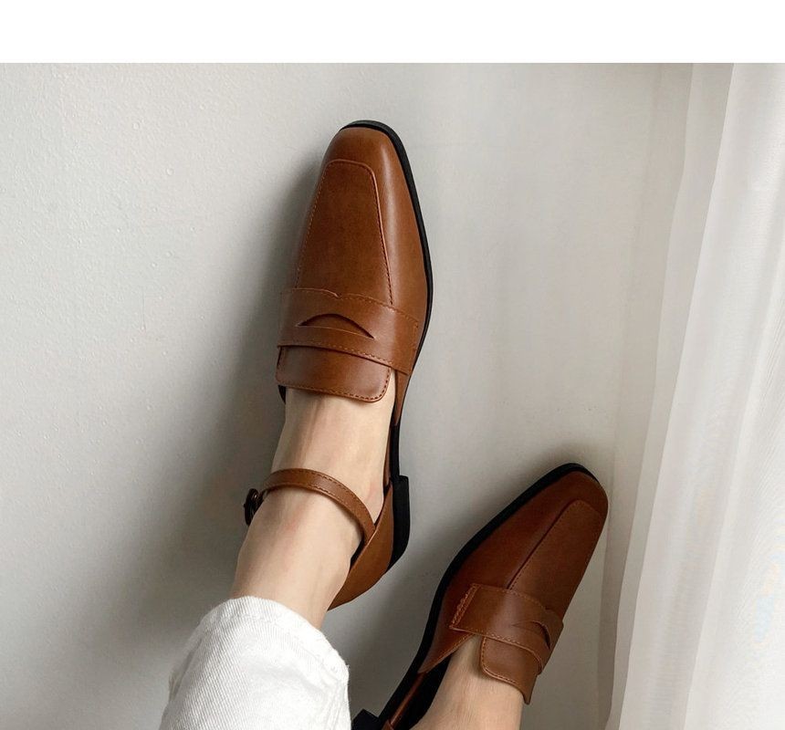 MONOBARBI Ankle-Strap Penny Loafers 