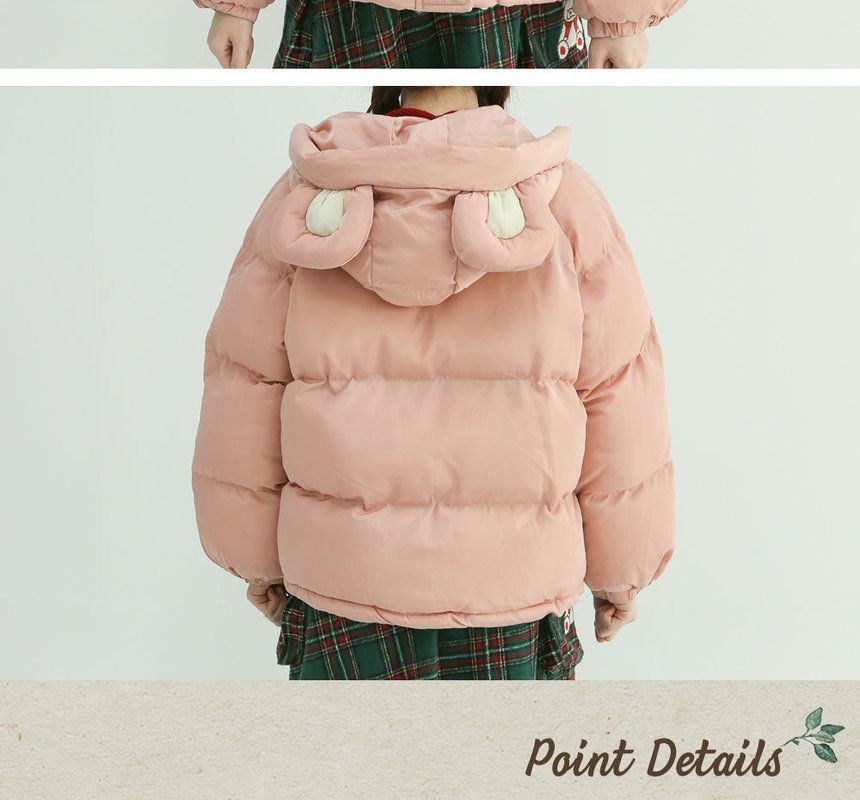 Sechuna - Bear-Ear Hooded Puffer Jacket | YesStyle