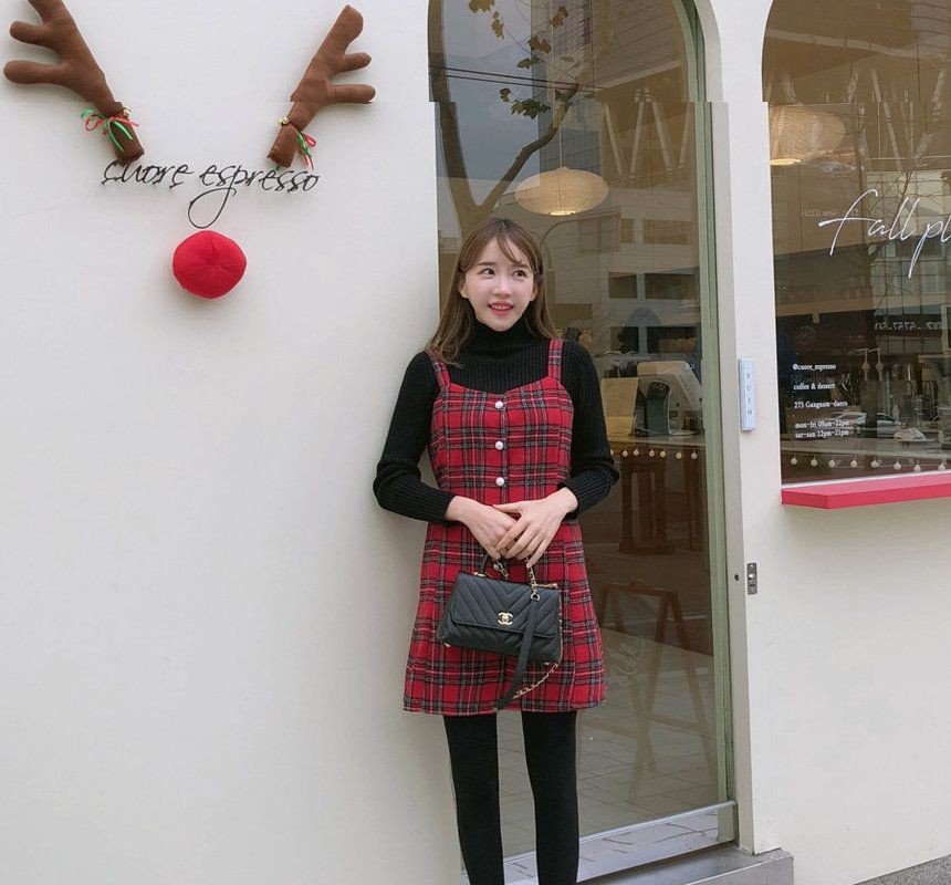 yansae cute check dress YANSAE - Sleeveless Checked Minidress