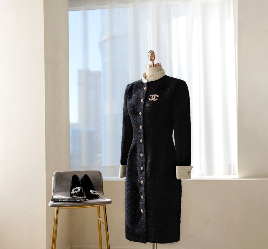 【CHICLINE】Pike Tie Set Tweed Dress☆韓国で大人気☆ CHICLINE】Pike Tie Set Tweed Dress☆韓国で大人気☆ (CHICLINE