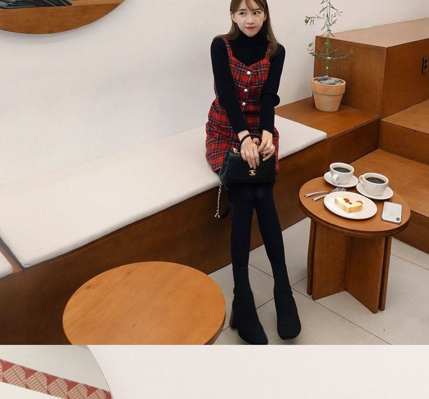 yansae cute check dress YANSAE - Sleeveless Checked Minidress