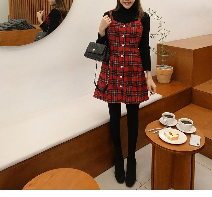yansae cute check dress Ana Dress in Blossom Plaid S