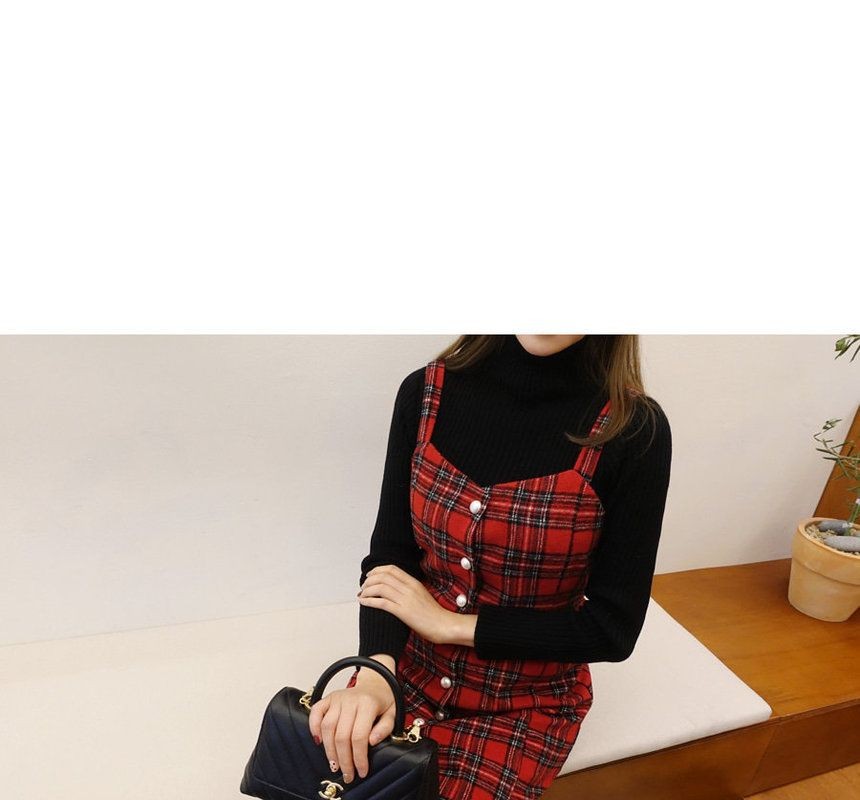 yansae cute check dress YANSAE - Sleeveless Checked Minidress