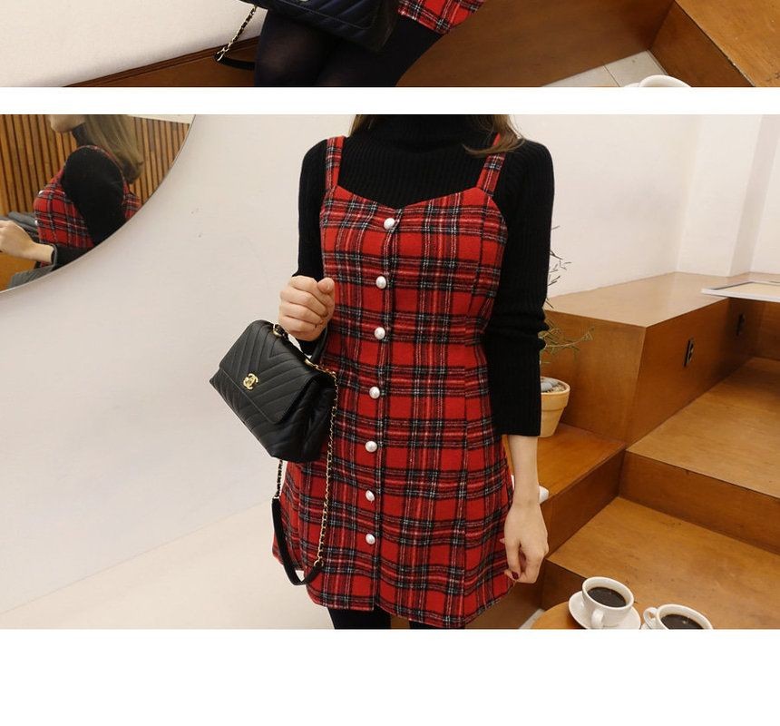 yansae cute check dress YANSAE - Sleeveless Checked Minidress