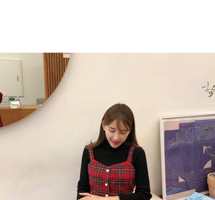 yansae cute check dress YANSAE - Sleeveless Checked Minidress