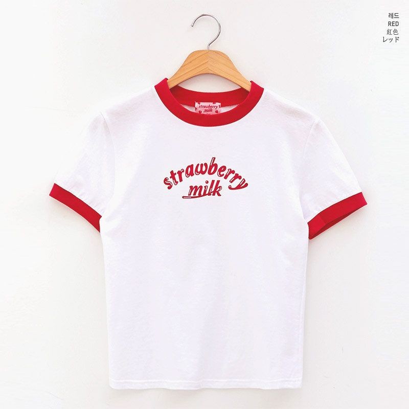 chuu - 'Strawberry Milk' Print Ringer T 