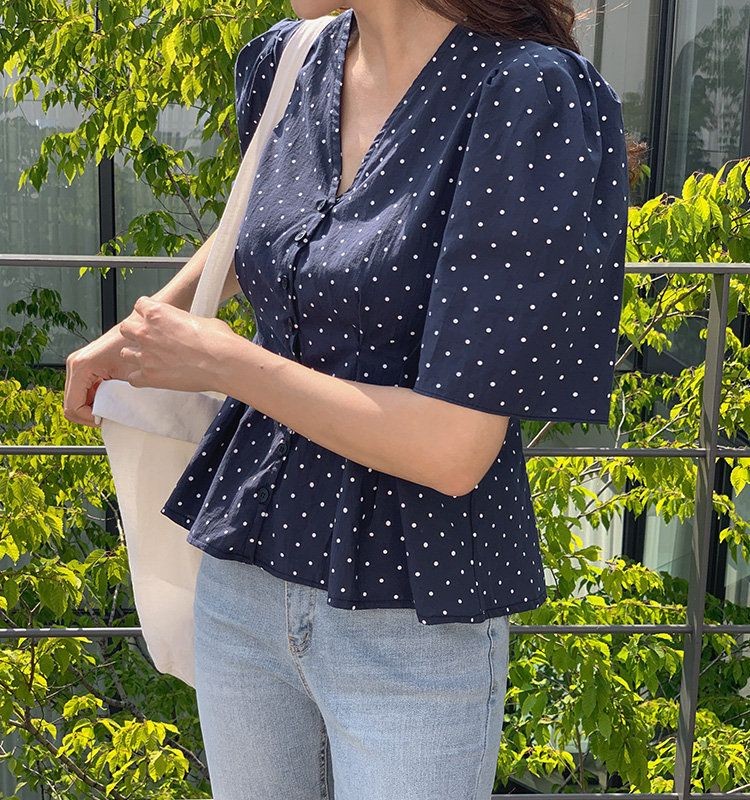 polka dot peplum blouse