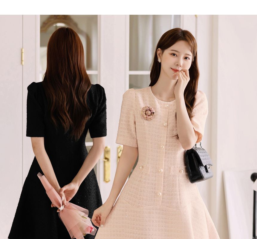 【CHICLINE】Aelle Tweed Flared Dress☆韓国で大人気☆ 0082777581_000.jpg