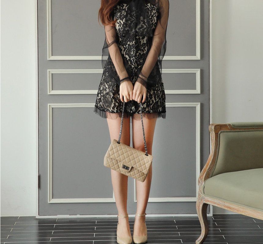 Chlo.D.Manon - Illusion Lace Mini Dress | YesStyle