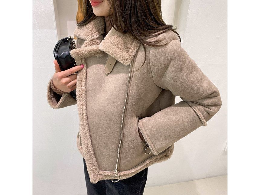 faux shearling moto jacket