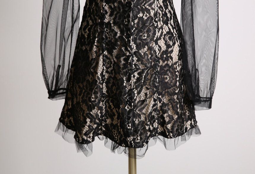 Chlo.D.Manon - Illusion Lace Mini Dress | YesStyle