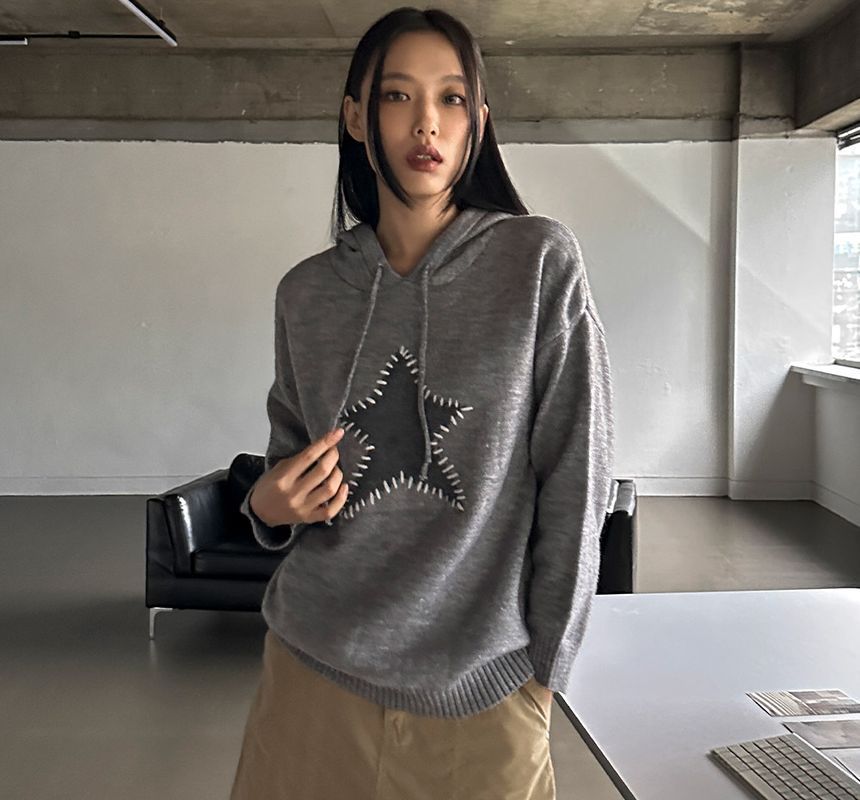 Star Stitch Knit Hoodie