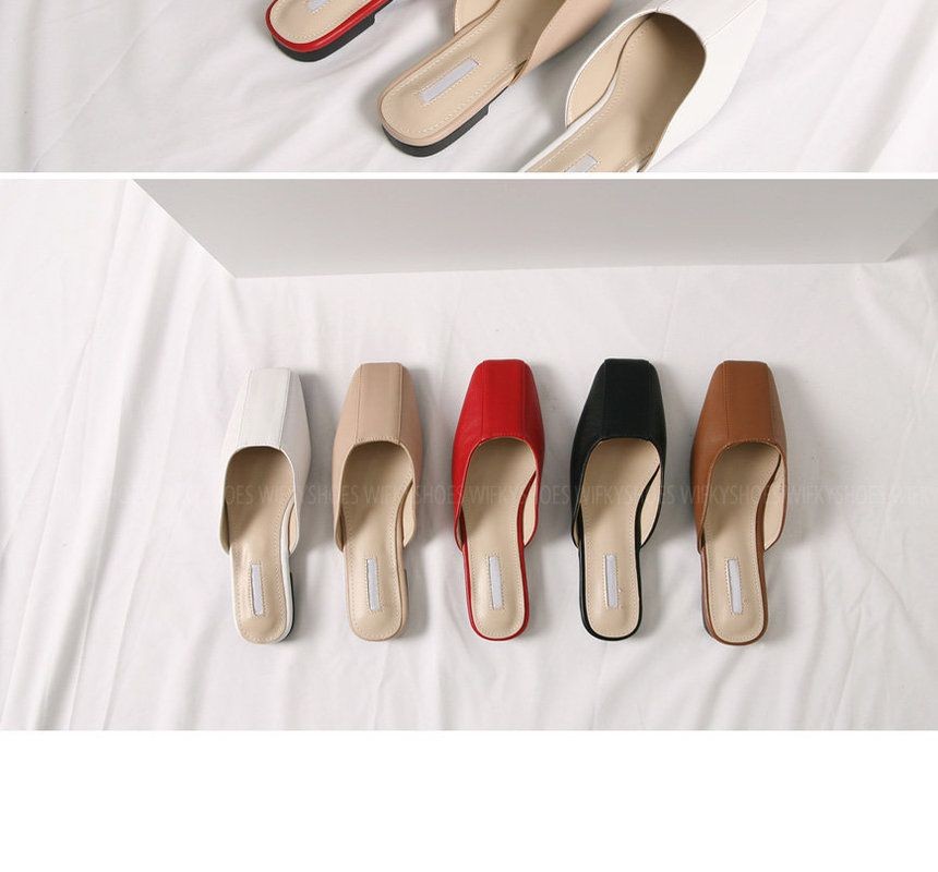 square toe flat mules