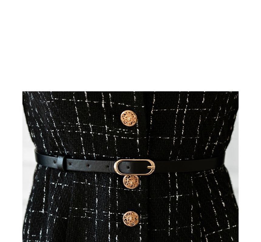 【CHICLINE】Penia Belt Tweed Dress☆韓国で大人気☆ CHICLINE - Square-Neck Tweed Midi Dress with Belt | YesStyle