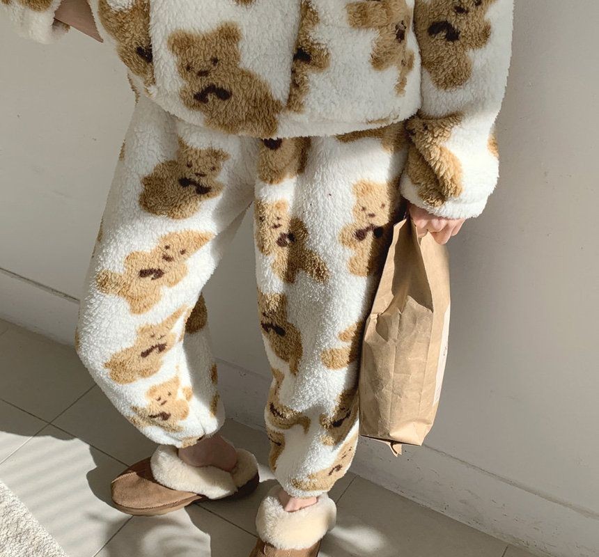 Pajama Set: Teddy-Bear Fleece Top + Pants